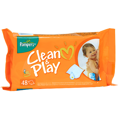 Салфетки детские увлажненные "Pampers Clean & Play", 48 шт шт Состав 48 увлажненных салфеток инфо 13754b.