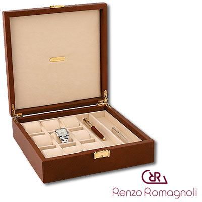 Шкатулка для 9 часов, коричневая Шкатулка Renzo Romagnoli 2007 г инфо 7877c.